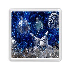 Christmas Silver Blue Star Ball Happy Kids Memory Card Reader (Square) 