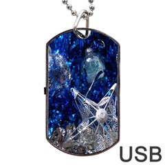 Christmas Silver Blue Star Ball Happy Kids Dog Tag USB Flash (One Side)