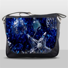 Christmas Silver Blue Star Ball Happy Kids Messenger Bags