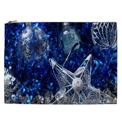 Christmas Silver Blue Star Ball Happy Kids Cosmetic Bag (XXL) 