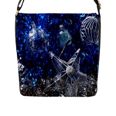 Christmas Silver Blue Star Ball Happy Kids Flap Messenger Bag (L) 