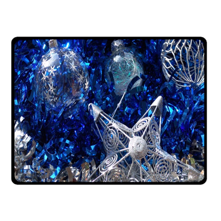 Christmas Silver Blue Star Ball Happy Kids Double Sided Fleece Blanket (Small) 