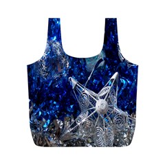 Christmas Silver Blue Star Ball Happy Kids Full Print Recycle Bags (M) 