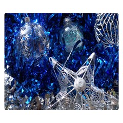 Christmas Silver Blue Star Ball Happy Kids Double Sided Flano Blanket (Small) 