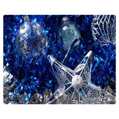 Christmas Silver Blue Star Ball Happy Kids Double Sided Flano Blanket (Medium) 