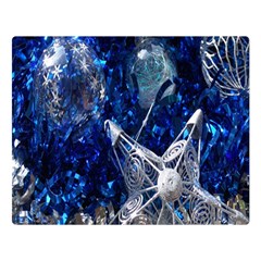 Christmas Silver Blue Star Ball Happy Kids Double Sided Flano Blanket (Large) 