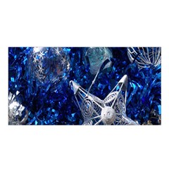 Christmas Silver Blue Star Ball Happy Kids Satin Shawl