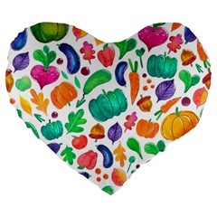 Pattern Autumn White Large 19  Premium Heart Shape Cushions by kostolom3000shop