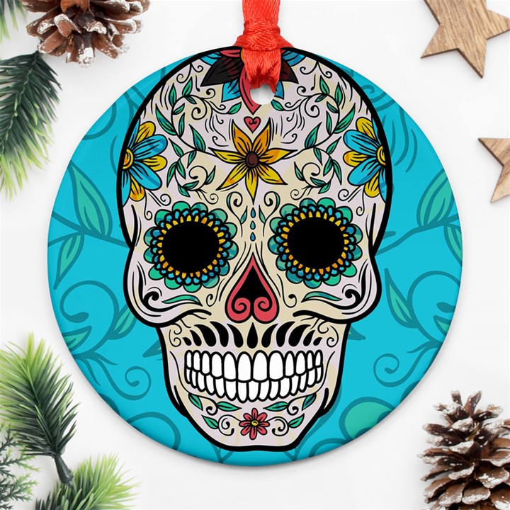 Cool Sugar Skull Ornament (Round)