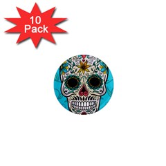 Cool Sugar Skull 1  Mini Magnet (10 Pack)  by crcustomgifts