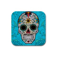 Sugar Skull New 2015 Rubber Square Coaster (4 Pack)  by crcustomgifts