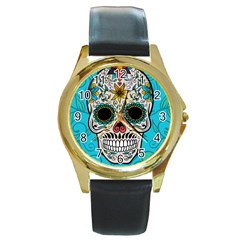 Sugar Skull New 2015 Round Gold Metal Watch by crcustomgifts