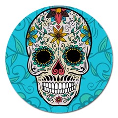 Sugar Skull New 2015 Magnet 5  (round) by crcustomgifts