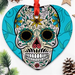 Sugar Skull New 2015 Heart Ornament (two Sides)