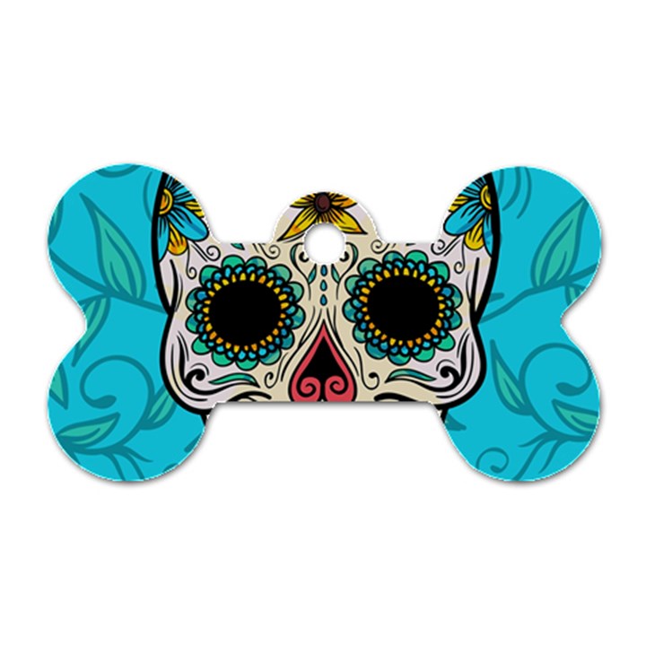 Sugar Skull New 2015 Dog Tag Bone (Two Sides)