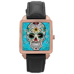 Sugar Skull New 2015 Rose Gold Leather Watch  by crcustomgifts