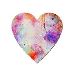 Watercolor Galaxy Purple Pattern Heart Magnet by paulaoliveiradesign