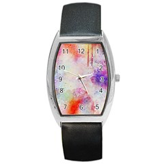 Watercolor Galaxy Purple Pattern Barrel Style Metal Watch by paulaoliveiradesign