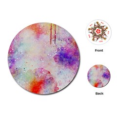 Watercolor Galaxy Purple Pattern Playing Cards (round) 