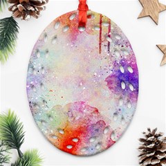 Watercolor Galaxy Purple Pattern Oval Filigree Ornament (two Sides) by paulaoliveiradesign