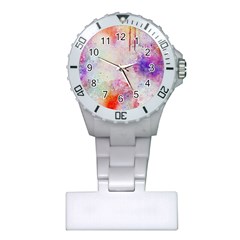 Watercolor Galaxy Purple Pattern Plastic Nurses Watch by paulaoliveiradesign