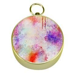 Watercolor Galaxy Purple Pattern Gold Compasses by paulaoliveiradesign