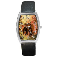 Steampunk, Steampunk Elephant With Clocks And Gears Barrel Style Metal Watch by FantasyWorld7