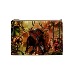 Steampunk, Steampunk Elephant With Clocks And Gears Cosmetic Bag (medium)  by FantasyWorld7