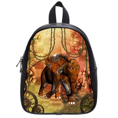 Steampunk, Steampunk Elephant With Clocks And Gears School Bag (small)