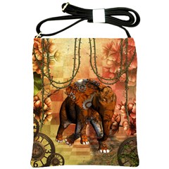 Steampunk, Steampunk Elephant With Clocks And Gears Shoulder Sling Bags by FantasyWorld7