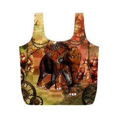 Steampunk, Steampunk Elephant With Clocks And Gears Full Print Recycle Bags (m)  by FantasyWorld7