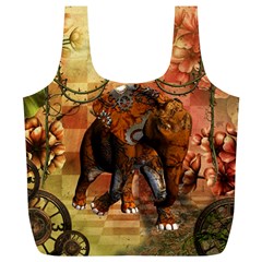 Steampunk, Steampunk Elephant With Clocks And Gears Full Print Recycle Bags (l)  by FantasyWorld7