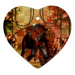 Steampunk, Steampunk Elephant With Clocks And Gears Ornament (Heart) Front