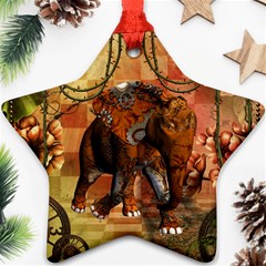 Steampunk, Steampunk Elephant With Clocks And Gears Ornament (star) by FantasyWorld7