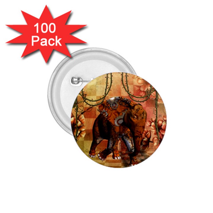 Steampunk, Steampunk Elephant With Clocks And Gears 1.75  Buttons (100 pack) 