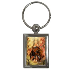 Steampunk, Steampunk Elephant With Clocks And Gears Key Chains (rectangle)  by FantasyWorld7