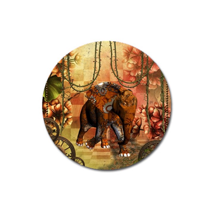 Steampunk, Steampunk Elephant With Clocks And Gears Magnet 3  (Round)