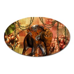 Steampunk, Steampunk Elephant With Clocks And Gears Oval Magnet by FantasyWorld7