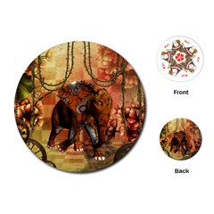 Steampunk, Steampunk Elephant With Clocks And Gears Playing Cards (round)  by FantasyWorld7