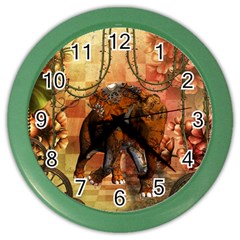 Steampunk, Steampunk Elephant With Clocks And Gears Color Wall Clocks by FantasyWorld7