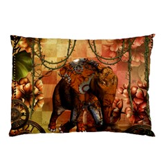 Steampunk, Steampunk Elephant With Clocks And Gears Pillow Case by FantasyWorld7