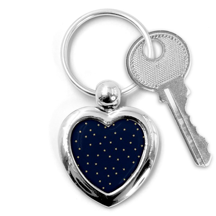 Navy/Gold Stars Key Chains (Heart) 