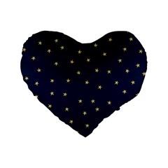 Navy/gold Stars Standard 16  Premium Flano Heart Shape Cushions by Colorfulart23