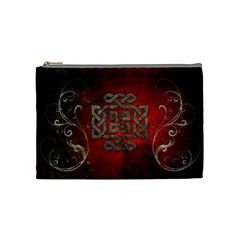 The Celtic Knot With Floral Elements Cosmetic Bag (medium)  by FantasyWorld7