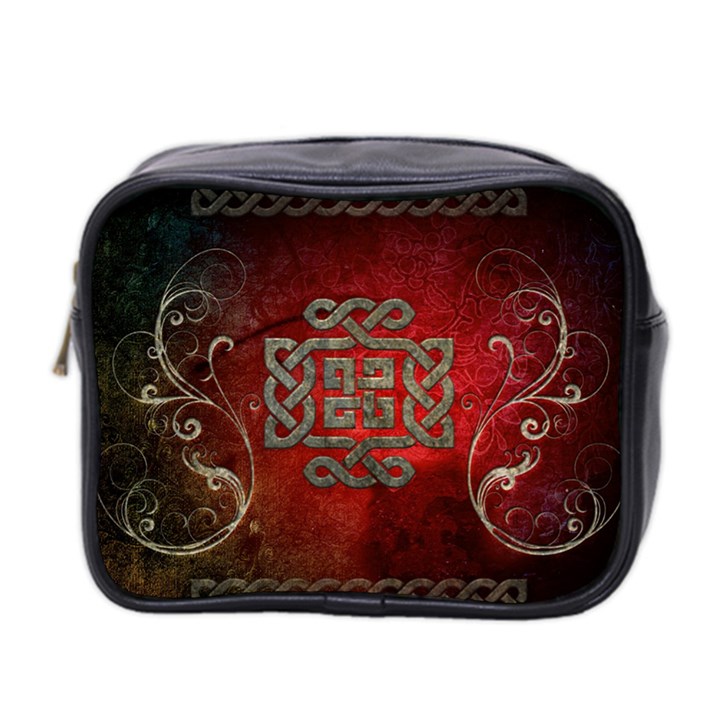 The Celtic Knot With Floral Elements Mini Toiletries Bag 2-Side