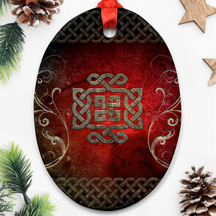 The Celtic Knot With Floral Elements Ornament (Oval)