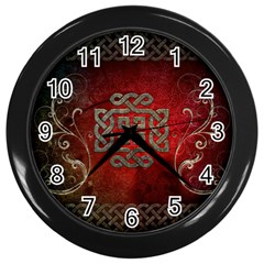 The Celtic Knot With Floral Elements Wall Clocks (black) by FantasyWorld7