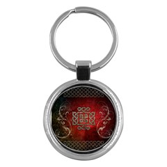 The Celtic Knot With Floral Elements Key Chains (round)  by FantasyWorld7