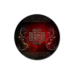 The Celtic Knot With Floral Elements Rubber Coaster (round)  by FantasyWorld7