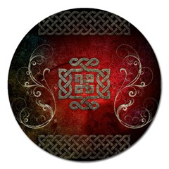 The Celtic Knot With Floral Elements Magnet 5  (round) by FantasyWorld7